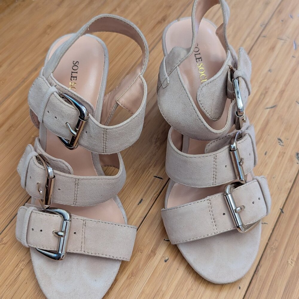 Sole Society Block Heel Suede Sandals